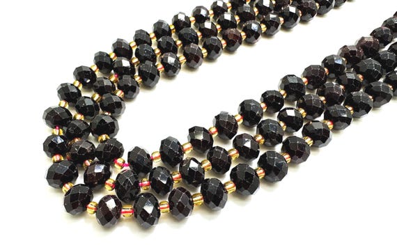 Natural Red Garnet Faceted Rondelle 5mm x 8mm Gemstone Beads - PGS321