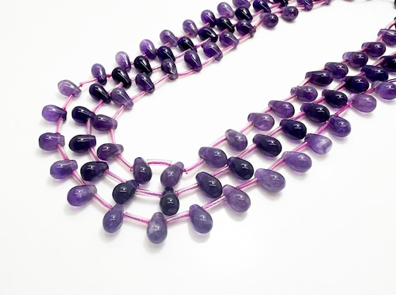 Amethyst Teardrop Beads – 15.5" Strand | Natural Purple Gemstone | Jewelry Making Supplies - PGS03