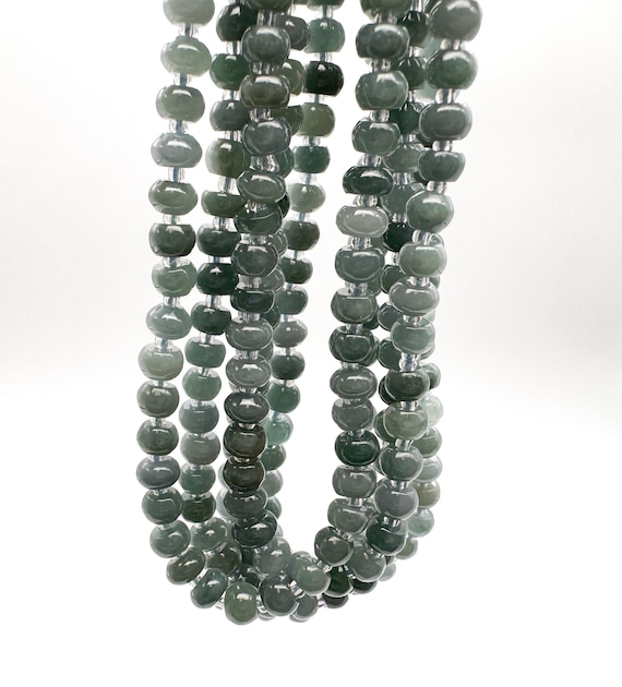 AAA Guatemalan Jade Rondelle Beads 4x6mm, Genuine Green Jadeite Smooth Abacus Wheel Spacers, Natural Grade AAA Mayan Jade Gemstone PGS323E