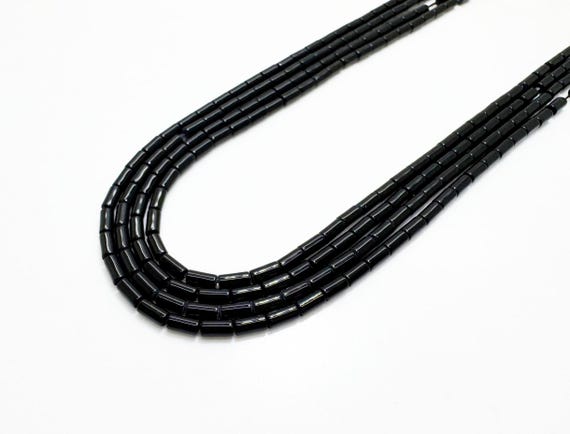 Black Onyx Tube Beads 4x2mm | Natural Black Onyx Heishi Tube Beads | Black Gemstone Beads | 15” Strand Jewelry Making Supplies - RD08