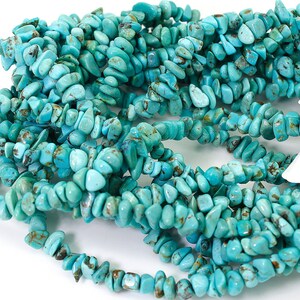 Natural Turquoise Beads, Genuine Turquoise Smooth Rough Rondelle Nugget Chip Loose Gemstone Beads Assorted Size PGS241 image 2