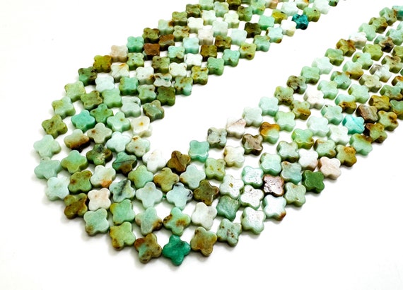 Natural Green Chrysoprase Four Leaf Clover 8mm Smooth Gemstone Beads - PGS416