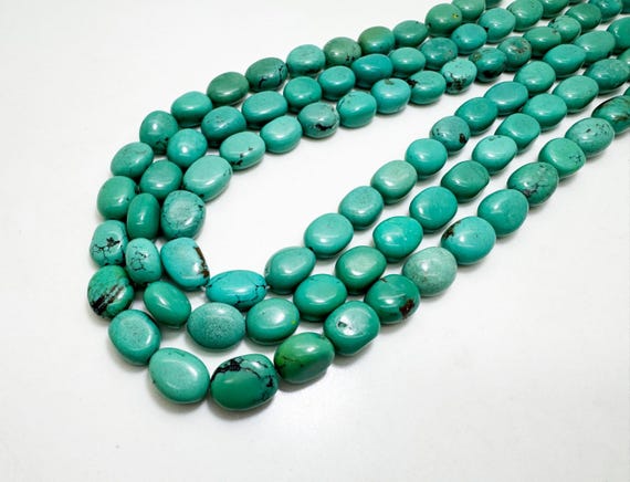 Natural Turquoise Beads, Genuine Blue Arizona Turquoise Smooth Nugget Pebble Gemstone Beads (Assorted Size) - PGS255