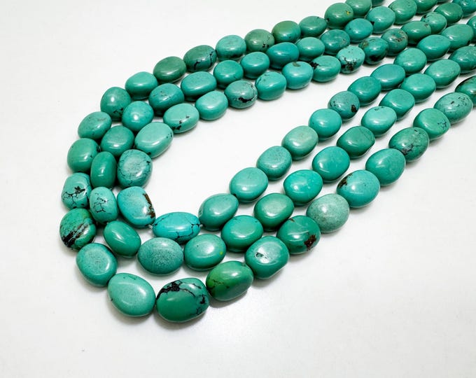 Natural Turquoise Beads, Genuine Blue Arizona Turquoise Smooth Nugget Pebble Gemstone Beads (Assorted Size) - PGS255