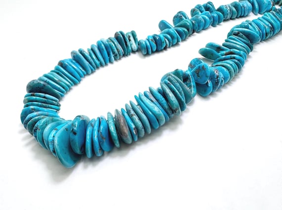 Arizona Kingman Turquoise Graduated Slice Slab Teardrop Pear Beads – Natural Blue Turquoise - PGS370TQ12