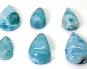 Natural Dominican Larimar Cabochon - Chips Rock Stone Gemstone Oval Drop Shape Beads for Ring Necklace Pendant Jewelry - PGL76