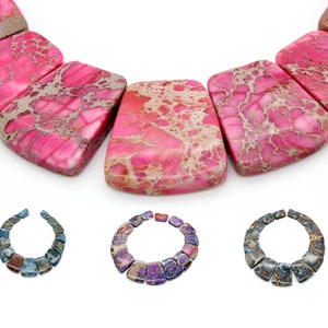 Imperial Jasper Flat Trapezoid Teeth Nugget Smooth Pink Nautral Loose Gemstone Beads (Pink, Purple, Blue)