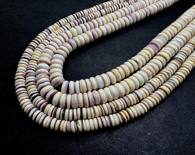 AA Graduated Purple Wampum Quahong Shell Heishi Beads – Natural Disc Beads for Jewelry Making -  15.5" Strand - PG262A