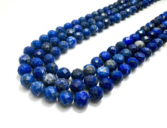 Natural Faceted Lapis Lazuli Round Beads | 2mm–7.5mm | Deep Blue Gemstone Beads for Jewelry Making, Healing & Design - RNF35