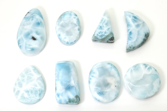 Natural Dominican Larimar Cabochon Chips Rock Stone Gemstone Variety Shape Flat Oval Beads for Pendant - PGL15