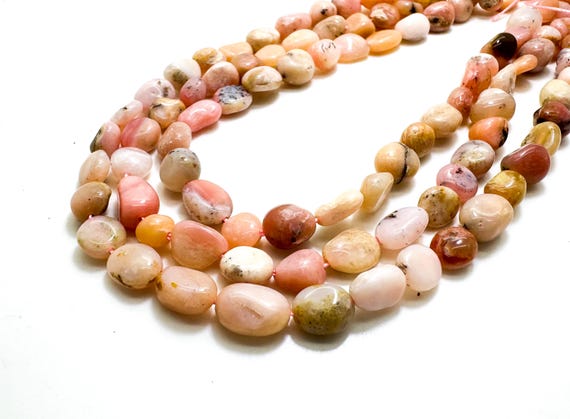 Pink Opal Beads, Natural Pink Opal Gemstone Polished Nugget Pebble Gemstone Beads - PG228