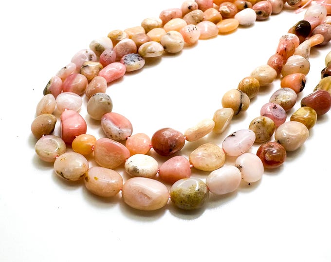 Pink Opal Beads, Natural Pink Opal Gemstone Polished Nugget Pebble Gemstone Beads - PG228