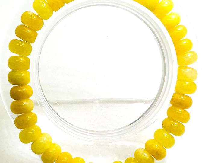 Yellow Lemon Jade 8mm Rondelle Gemstone Beads Stretch Elastic Cord Handmade Beaded Bracelet Accessories - PGBRD35