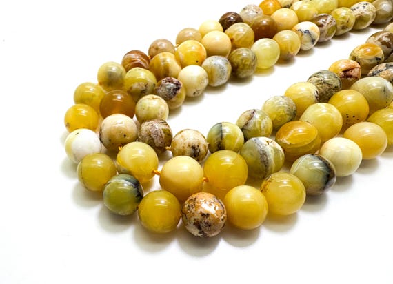 Yellow Opal Beads, Natural Yellow Opal Smooth Polisehd Round Gemstone Beads - (4mm 6mm 8mm 10mm 12mm) - PG131