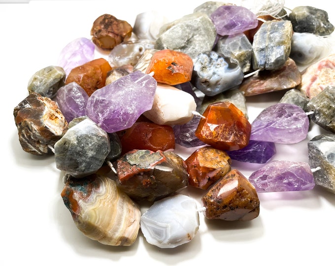 Rough Natural Raw Crystal Calcites Rocks Nugget Big Chunky Gemstones Beads - PG317