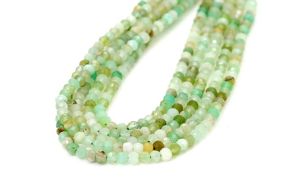Natural Chrysoprase Beads, Natural Faceted Rondelle Chrysoprase 2mm x 3mm 2mm x 4mm Gemstone Beads - RDF77