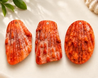 Natural Spiny Oyster Shell Pendant | Sunset Orange Red Shell | Unique Organic Texture | Sea of Cortez Jewelry Supply Large 40-60mm SO41