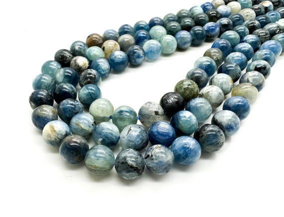 Natural Blue Kyanite Polished Smooth Round Sphere Ball Gemstone Beads - (6mm 8mm 10mm) - RN101