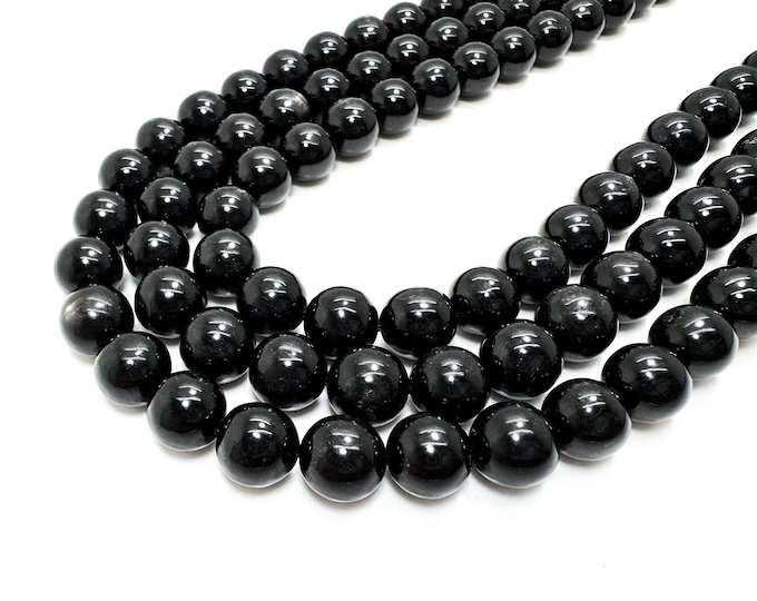 Shimmery Black Hypersthene Beads: Round Gemstone, Jewelry Making