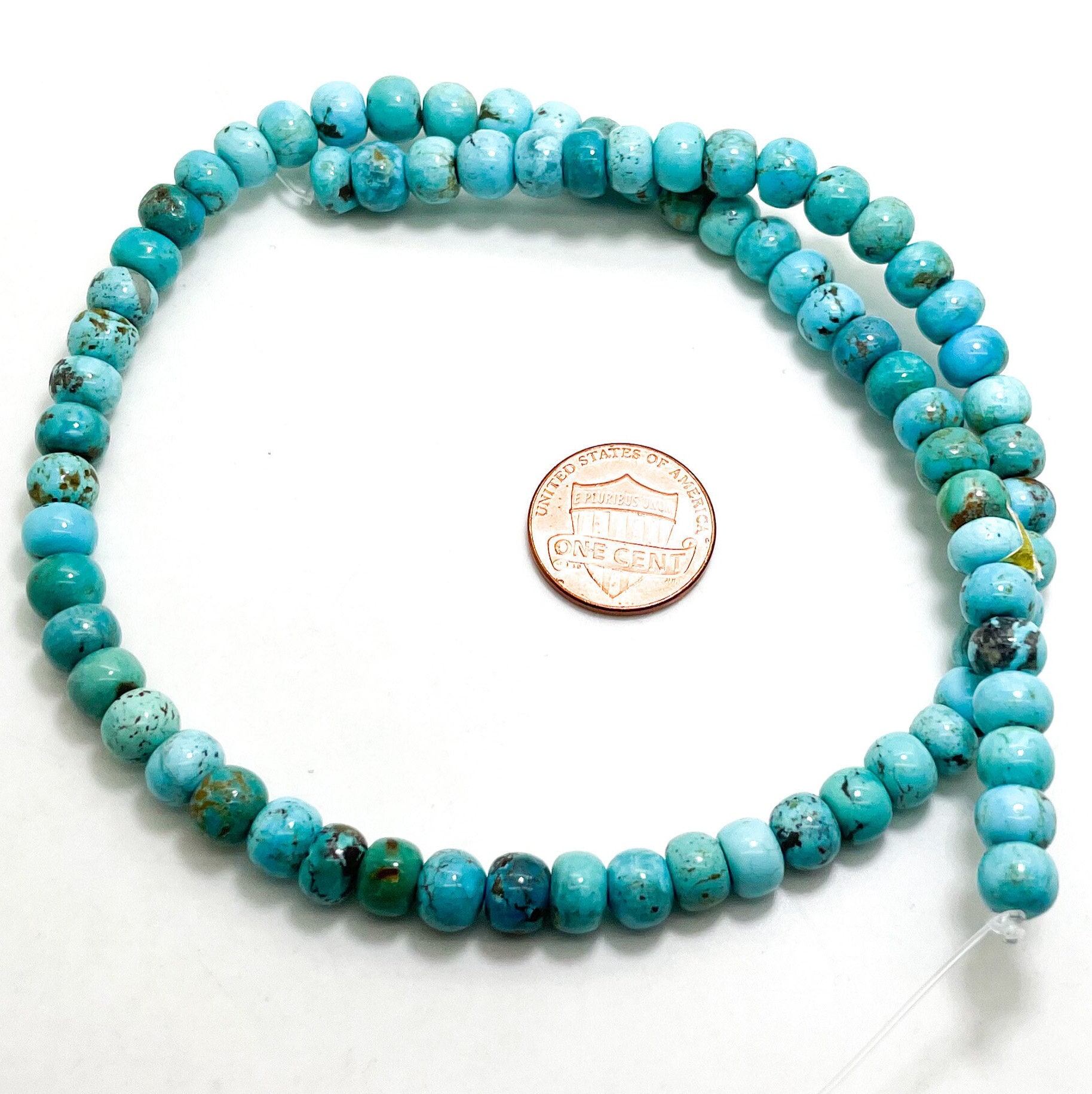 1 Long Strand AAA Quality Natural Arizona Turquoise Faceted Rondelle -  Arizona Turquoise Rondelle Beads 3mm-4mm 13 Inches BR1664