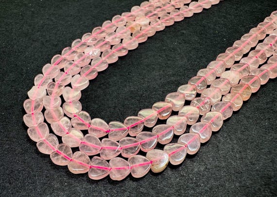 Natural Rose Quartz Flat Heart Beads: 4mm 6mm Pink Gemstone, Stone of Love - PGS411