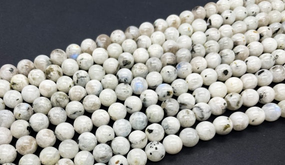 天然レインボームーンストーン（ブラックスペックス入り）6mm 8mm 10mm