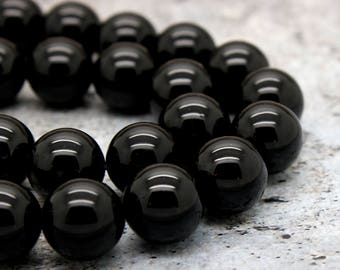 Natural Black Tourmaline Beads, AAA Black Tourmaline Smooth Polished Round Sphere Gemstone Beads (4mm 6mm 8mm 10mm 12mm) - PG08