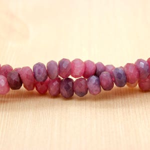 Genuine Red Ruby, AAA Red Ruby Natural Faceted Rondelle Loose Beads Gemstone PG70 image 3