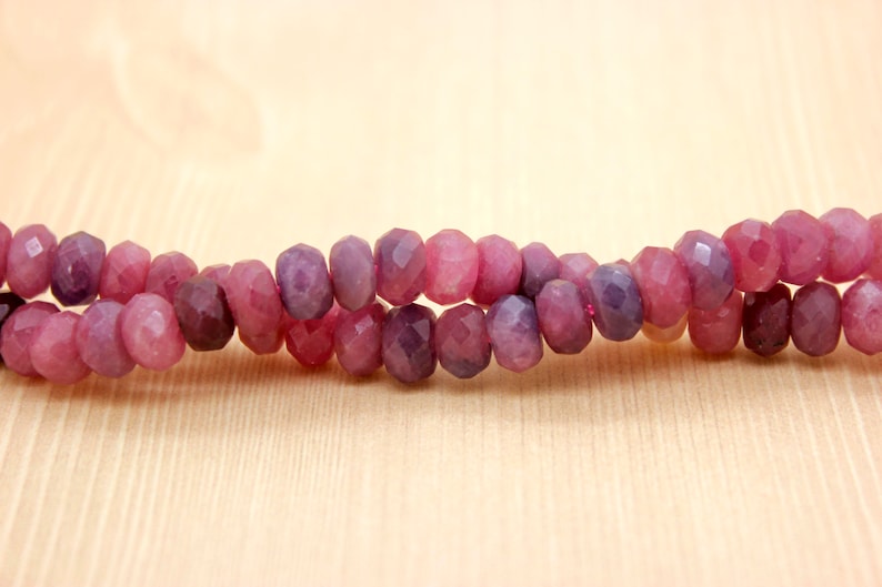 Genuine Red Ruby, AAA Red Ruby Natural Faceted Rondelle Loose Beads Gemstone PG70 image 3