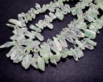 Prehnite Transparent Nugget Irregular Chips Spike Rough Raw Teeth Natural Gemstone Beads - PGS56
