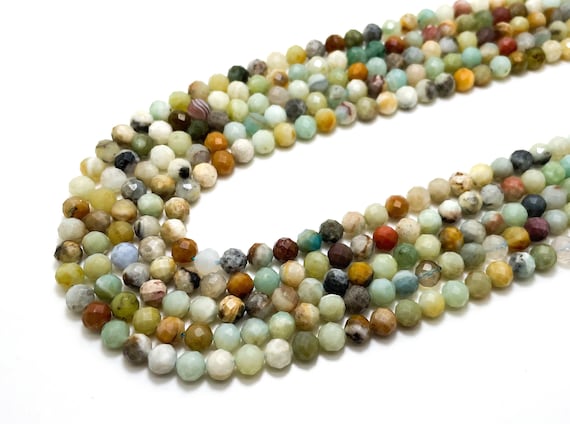 Amazonite Beads, Natural Amazonite Faceted Round 8mm 6mm Gemstone Beads - RNF123