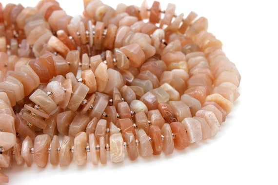 Peach Moonstone Beads, Natural Orange Moonstone Nuggets Flat Polished Cut Irregular Shape Gemstone Beads - RDS16