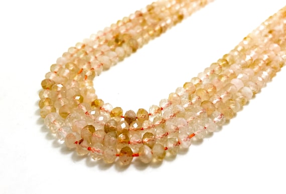 Citrine Beads, High Quality Yellow Golden Citrine 3mm x 5mm Faceted Rondelle Natural Gemstone Beads - RDF47B