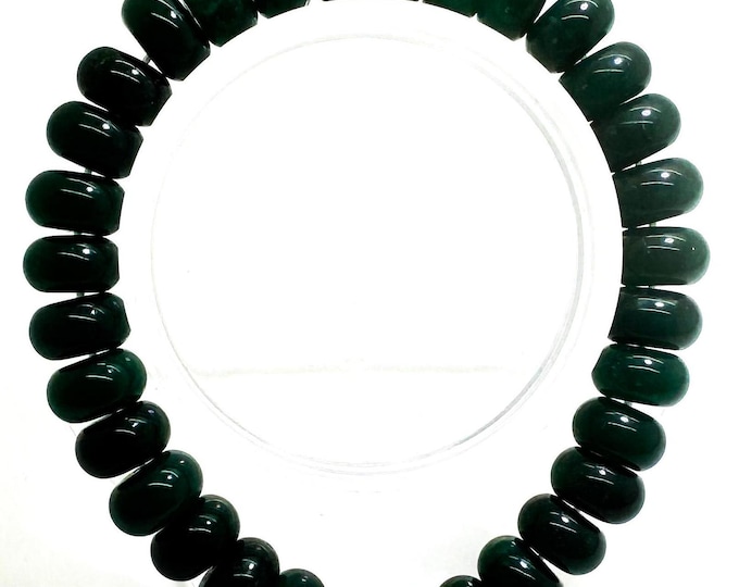 Green Jade 10mm Rondelle Gemstone Beads Stretch Elastic Cord Handmade Beaded Bracelet Accessories - PGBRD14