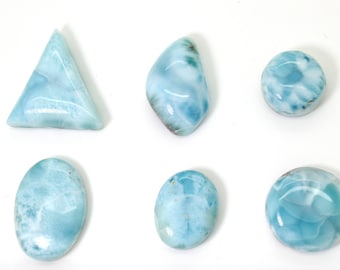 Natural Larimar Cabochon cabochon Cabochon Chips Rock Stone Gemstone Variety Shape Flat Round Beads for Pendant - PGL14