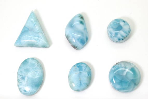 Natural Larimar Cabochon cabochon Cabochon Chips Rock Stone Gemstone Variety Shape Flat Round Beads for Pendant - PGL14