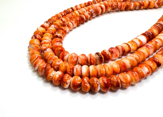 Orange Spiny Oyster Shell Beads: 10mm Rondelle Strand, Boho Jewelry