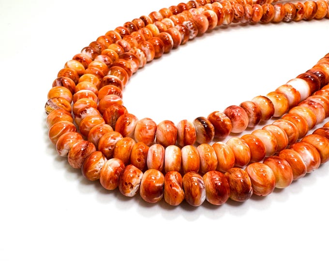 Orange Spiny Oyster Shell Beads: 10mm Rondelle Strand, Boho Jewelry