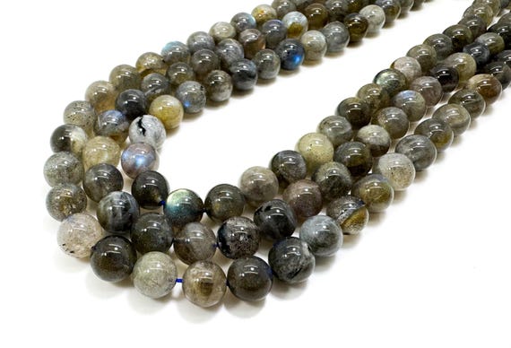 Natural Labradorite Round Beads – Mystical Flash & Depth Gray Smooth Polished Round Sphere Gemstone Beads (4mm 6mm 8mm 10mm 12mm) - PG01