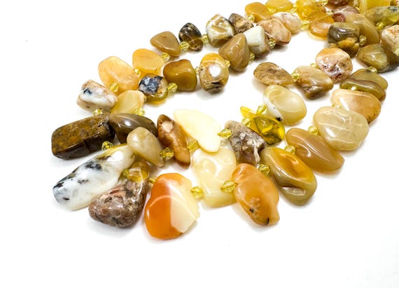 Natural Yellow Opal Smooth Rough Flat Free form Nugget Gemstone Beads - PGS219