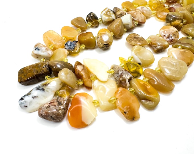 Natural Yellow Opal Smooth Rough Flat Free form Nugget Gemstone Beads - PGS219