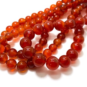 Natural Carnelian Beads, Polished Smooth Round Sphere Natural Carnelian Gemstone Beads 4mm 6mm 8mm 10mm PG287 image 3