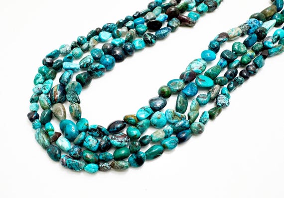 Natural Turquoise Nugget Beads | Freeform Turquoise Beads 5–8mm | Blue Green Turquoise Gemstone | Jewelry Making Beads | 15.5” Strand PGS322
