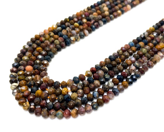Natural Brown Pietersite Faceted Rondelle 4mm x 6mm Gemstone Beads - RDF111