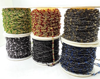 1 Feet Crystal Rosary Chain, Beaded Jewelry Chains - PCH01