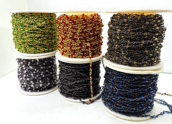 1 Feet Crystal Rosary Chain, Beaded Jewelry Chains - PCH01