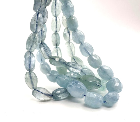AAA Aquamarine Beads | Natural Faceted Aquamarine Nugget Beads | Blue Gemstone Beads | 6x10mm to 8x18mm Graduated | March Birthstone - PG210
