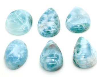 Natural Dominican Larimar Cabochon - Chips Rock Smooth Stone Gemstone Round Pear Tear Oval Beads for Ring Necklace Pendant Jewelry - PGL109