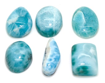 Natural Dominican Larimar Cabochon - Chips Rock Stone Gemstone Rectangle Oval Shape Beads for Ring Necklace Pendant Jewelry - PGL84