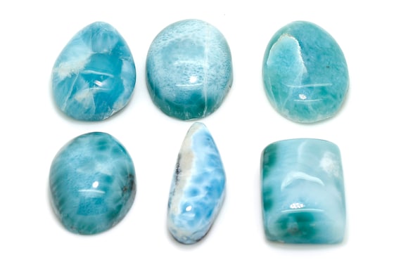 Natural Dominican Larimar Cabochon - Chips Rock Stone Gemstone Rectangle Oval Shape Beads for Ring Necklace Pendant Jewelry - PGL84